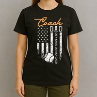 Baseball Coach Dad Like A Normal Dad Only Cooler USA Flag T-Shirt