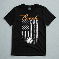 Baseball Coach Dad Like A Normal Dad Only Cooler USA Flag T-Shirt