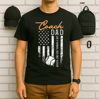 Baseball Coach Dad Like A Normal Dad Only Cooler USA Flag T-Shirt