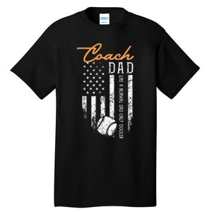 Baseball Coach Dad Like A Normal Dad Only Cooler USA Flag Tall T-Shirt