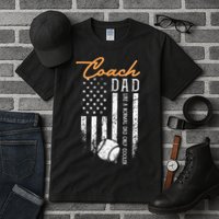 Baseball Coach Dad Like A Normal Dad Only Cooler USA Flag Tall T-Shirt