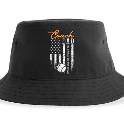 Baseball Coach Dad Like A Normal Dad Only Cooler USA Flag Sustainable Bucket Hat