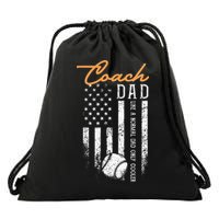 Baseball Coach Dad Like A Normal Dad Only Cooler USA Flag Drawstring Bag