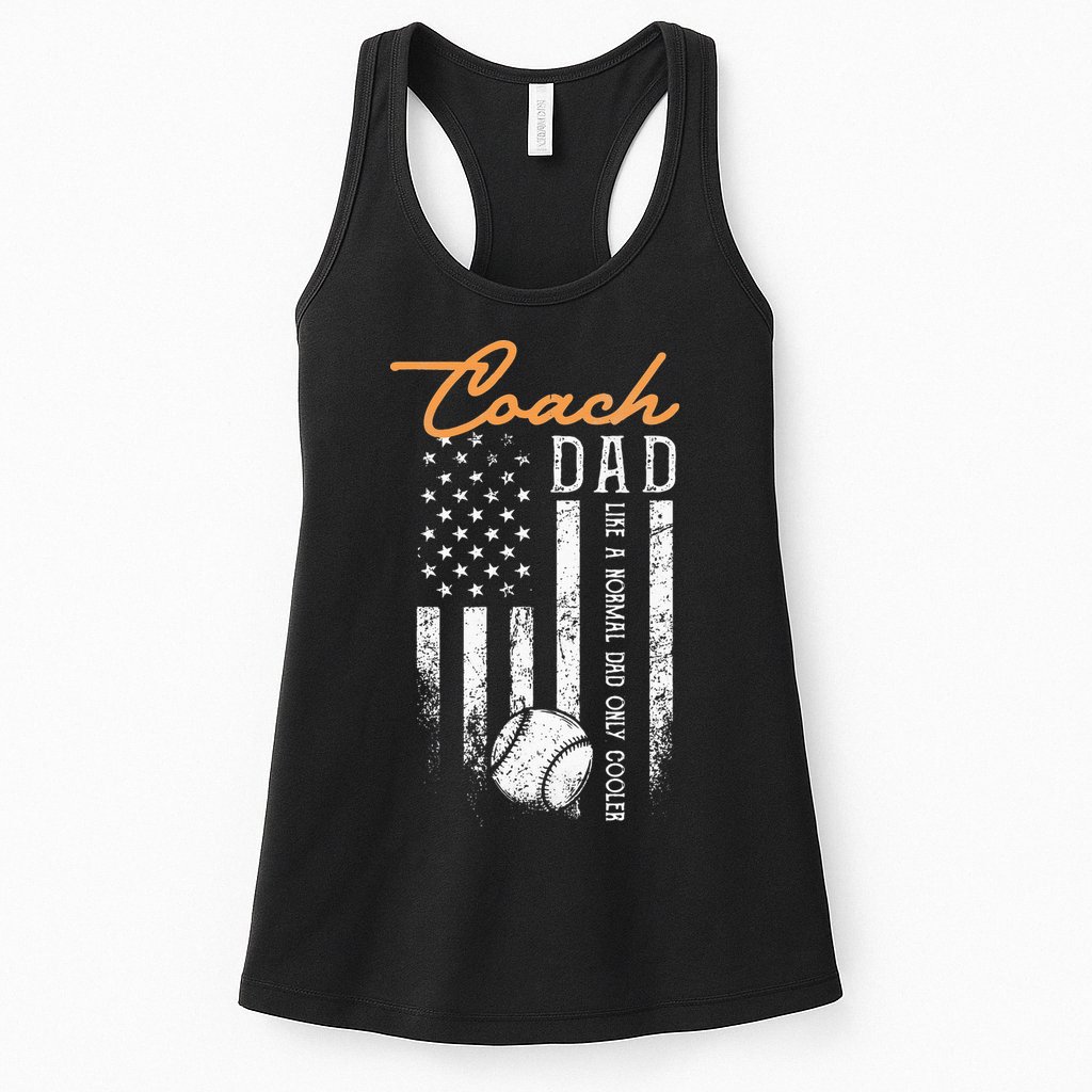 Baseball Coach Dad Like A Normal Dad Only Cooler USA Flag Womens Tank Top