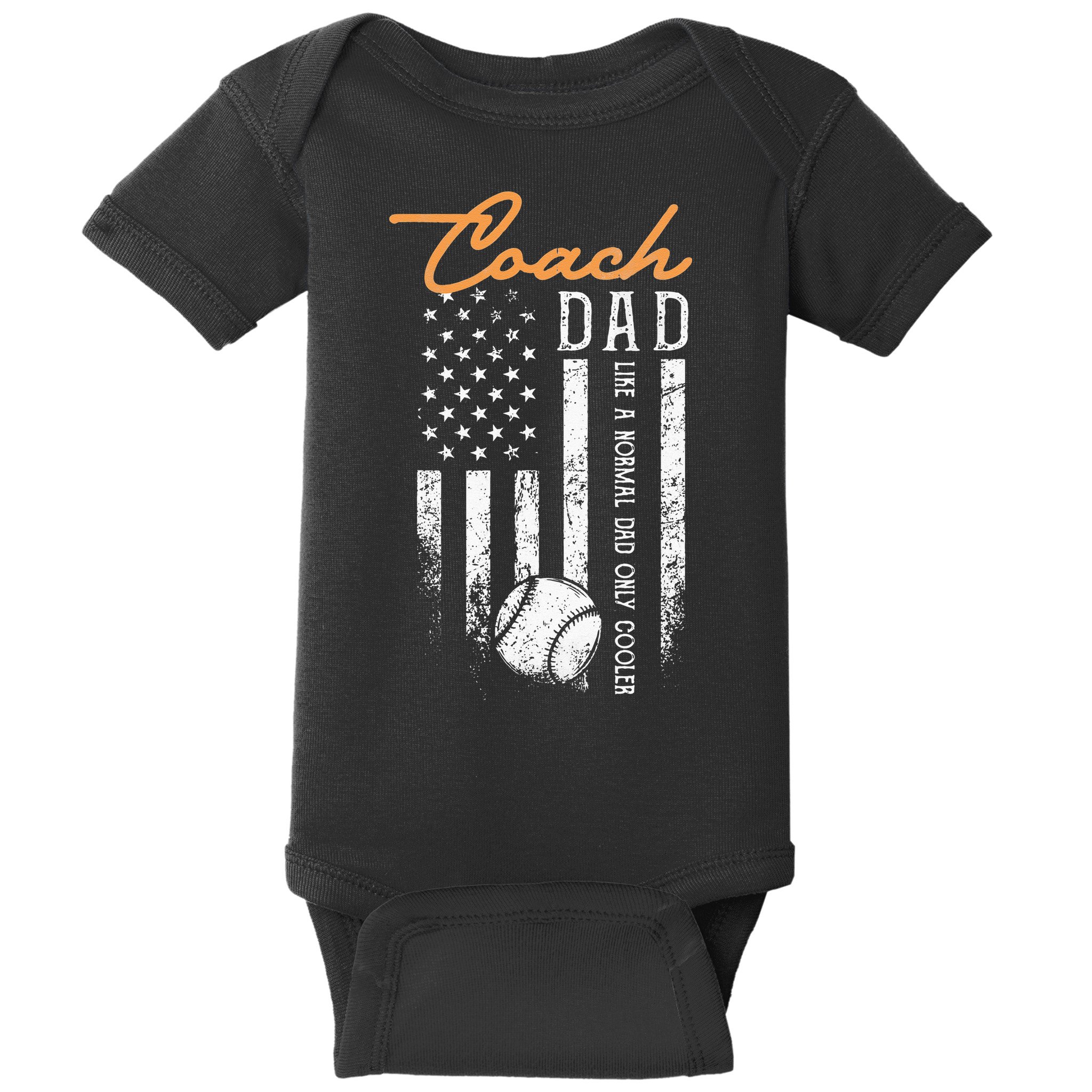 Baseball Coach Dad Like A Normal Dad Only Cooler USA Flag Baby Bodysuit
