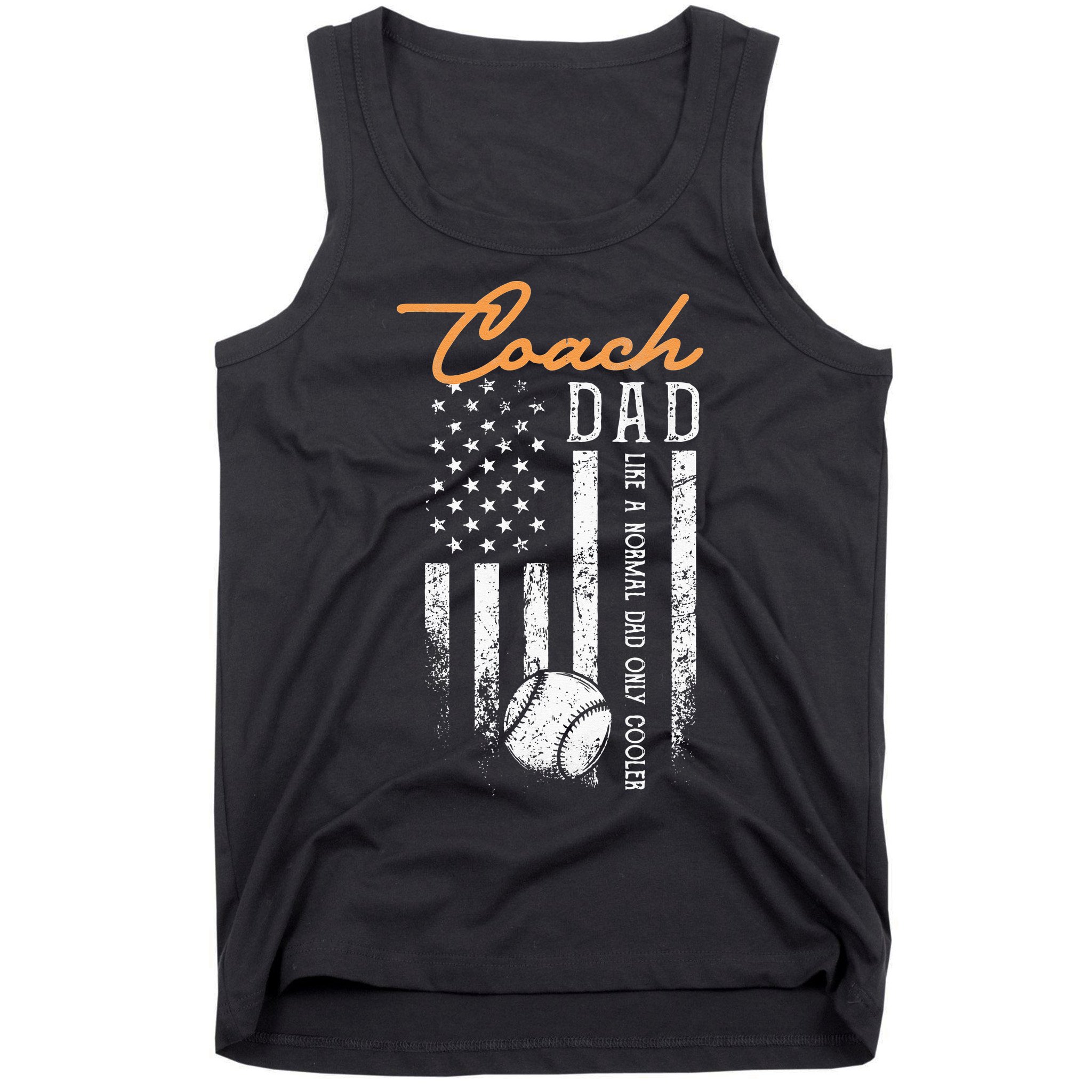 Baseball Coach Dad Like A Normal Dad Only Cooler USA Flag Tank Top