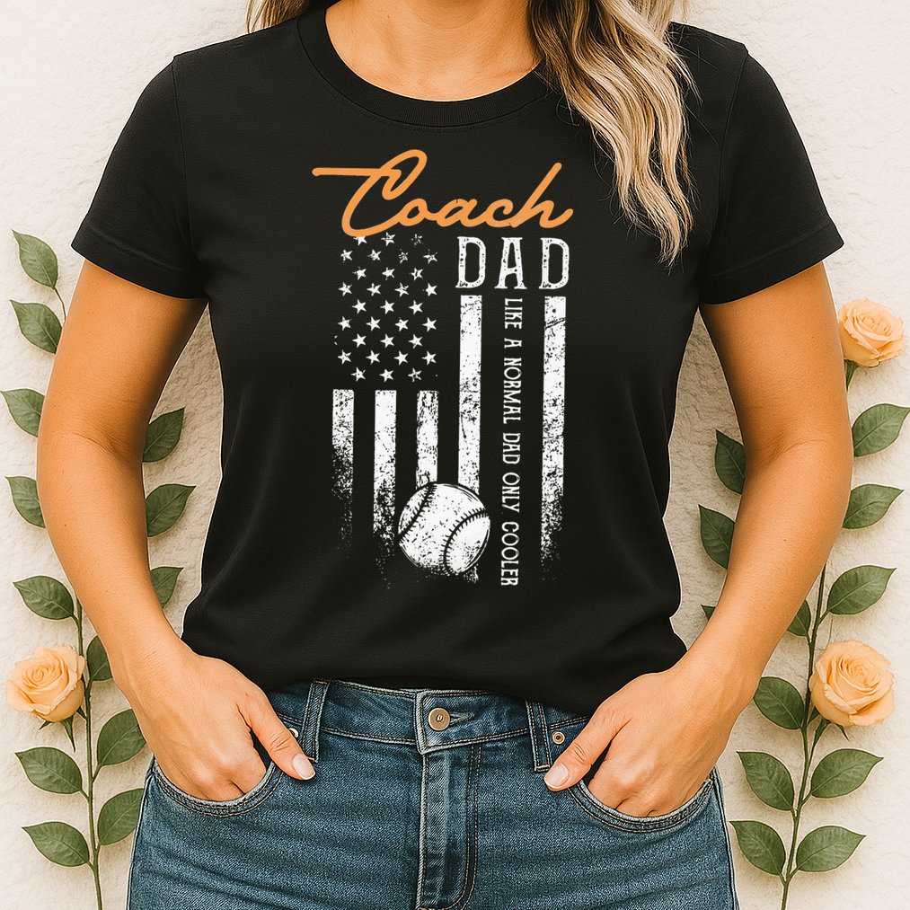 Baseball Coach Dad Like A Normal Dad Only Cooler USA Flag Womens T-Shirt