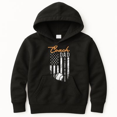 Baseball Coach Dad Like A Normal Dad Only Cooler USA Flag Kids Hoodie