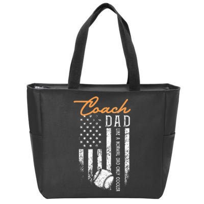 Baseball Coach Dad Like A Normal Dad Only Cooler USA Flag Zip Tote Bag