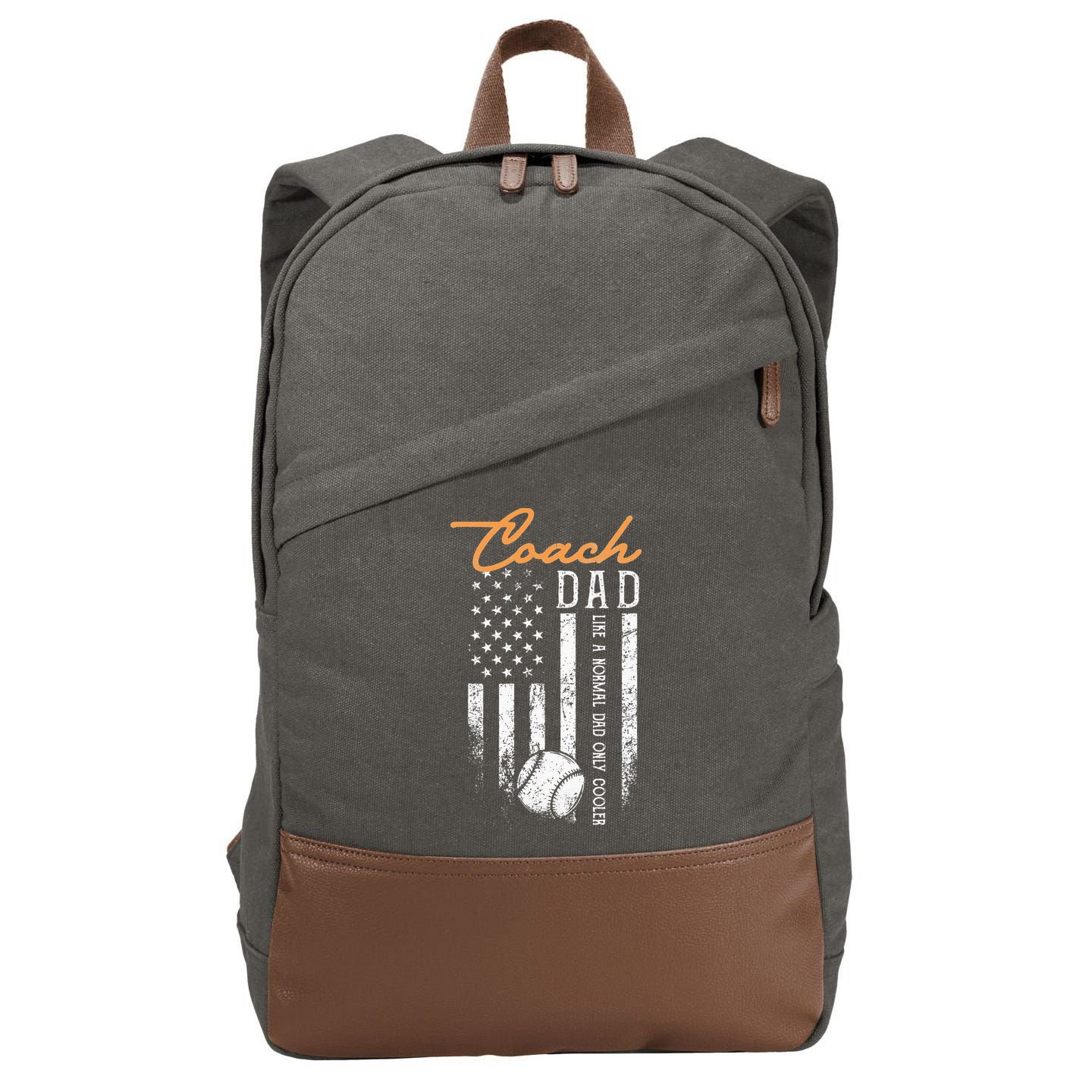 Baseball Coach Dad Like A Normal Dad Only Cooler USA Flag Cotton Canvas Backpack