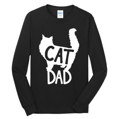 Best Cat Dad Fathers Day Kitty Daddy Papa Christmas Kat Tall Long Sleeve T-Shirt