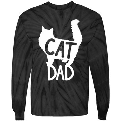 Best Cat Dad Fathers Day Kitty Daddy Papa Christmas Kat Tie-Dye Long Sleeve Shirt