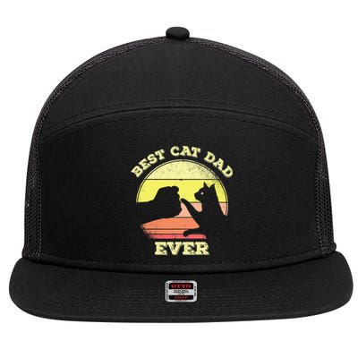 Best Cat Dad Ever Cute Cat Lover 7 Panel Mesh Trucker Snapback Hat