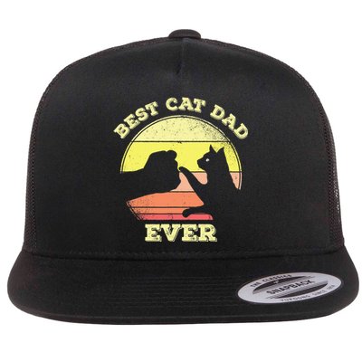 Best Cat Dad Ever Cute Cat Lover Flat Bill Trucker Hat