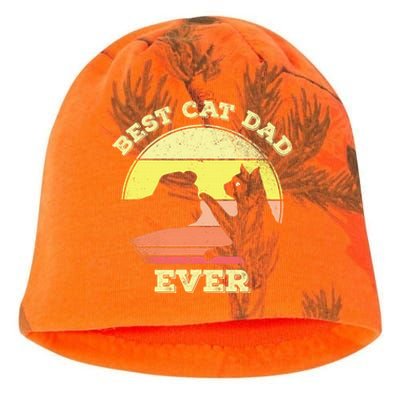 Best Cat Dad Ever Cute Cat Lover Kati - Camo Knit Beanie