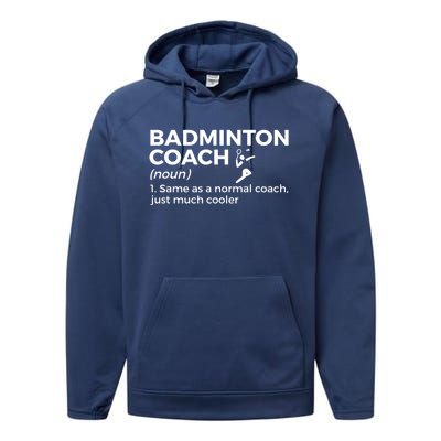 Badminton Coach Definition Funny Badminton Funny Gift Performance Fleece Hoodie