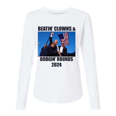 Beatin Clowns & Dodgin Rounds Donald Trump 2024 Fighting Womens Cotton Relaxed Long Sleeve T-Shirt