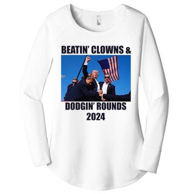 Beatin Clowns & Dodgin Rounds Donald Trump 2024 Fighting Women's Perfect Tri Tunic Long Sleeve Shirt