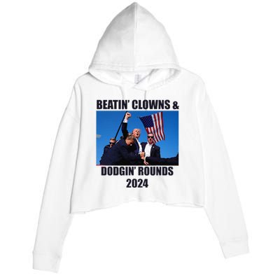 Beatin Clowns & Dodgin Rounds Donald Trump 2024 Fighting Crop Fleece Hoodie