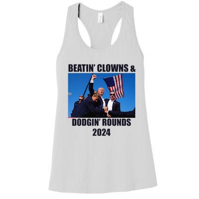 Beatin Clowns & Dodgin Rounds Donald Trump 2024 Fighting Women's Racerback Tank