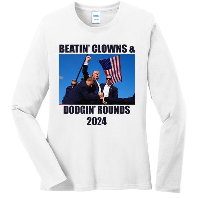 Beatin Clowns & Dodgin Rounds Donald Trump 2024 Fighting Ladies Long Sleeve Shirt