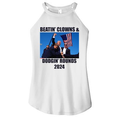 Beatin Clowns & Dodgin Rounds Donald Trump 2024 Fighting Women's Perfect Tri Rocker Tank