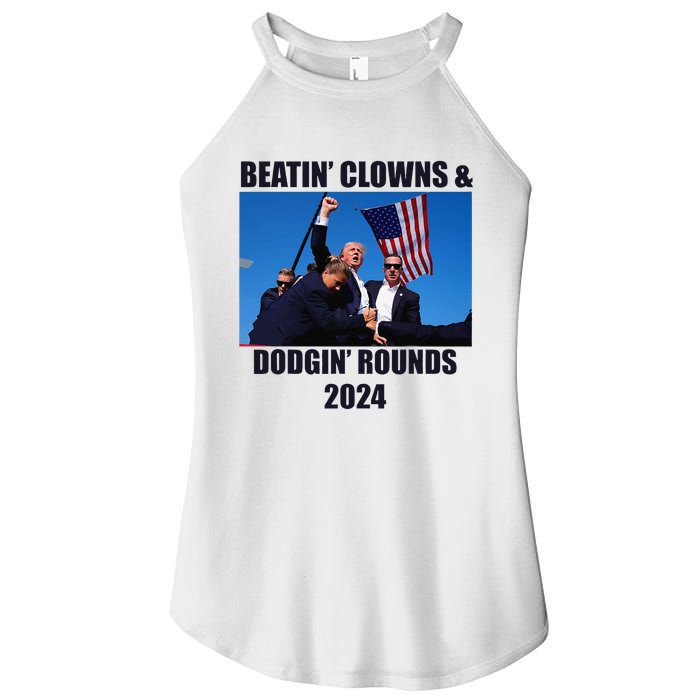 Beatin Clowns & Dodgin Rounds Donald Trump 2024 Fighting Women's Perfect Tri Rocker Tank