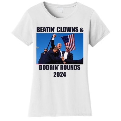 Beatin Clowns & Dodgin Rounds Donald Trump 2024 Fighting Women's T-Shirt