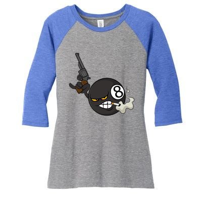 Billiard Cartoon Drawing Ball Pool Players Gift Meaningful Gift Women's Tri-Blend 3/4-Sleeve Raglan Shirt