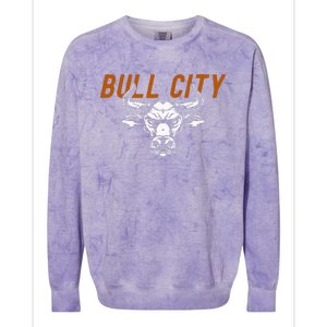 Bull City Durham Nc 919 North Carolina Bull Head Colorblast Crewneck Sweatshirt