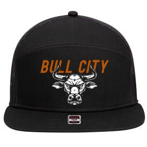 Bull City Durham Nc 919 North Carolina Bull Head 7 Panel Mesh Trucker Snapback Hat