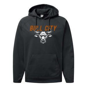 Bull City Durham Nc 919 North Carolina Bull Head Performance Fleece Hoodie