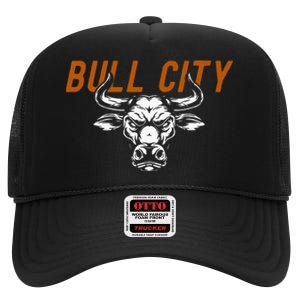 Bull City Durham Nc 919 North Carolina Bull Head High Crown Mesh Back Trucker Hat