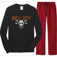 Bull City Durham Nc 919 North Carolina Bull Head Long Sleeve Pajama Set