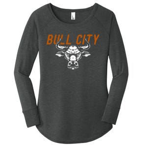 Bull City Durham Nc 919 North Carolina Bull Head Women's Perfect Tri Tunic Long Sleeve Shirt