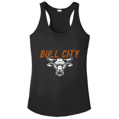Bull City Durham Nc 919 North Carolina Bull Head Ladies PosiCharge Competitor Racerback Tank