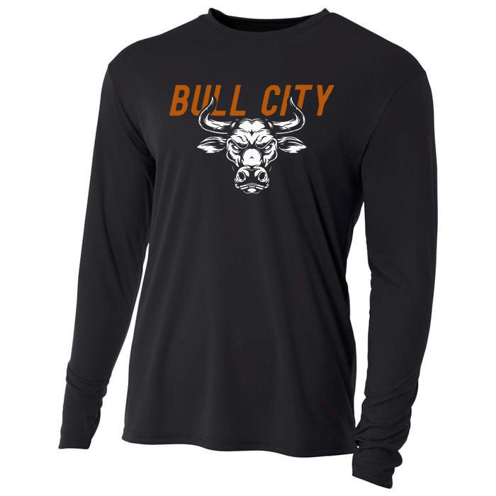 Bull City Durham Nc 919 North Carolina Bull Head Cooling Performance Long Sleeve Crew