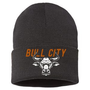 Bull City Durham Nc 919 North Carolina Bull Head Sustainable Knit Beanie