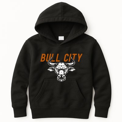 Bull City Durham Nc 919 North Carolina Bull Head Kids Hoodie