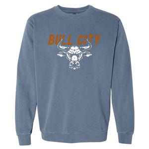 Bull City Durham Nc 919 North Carolina Bull Head Garment-Dyed Sweatshirt