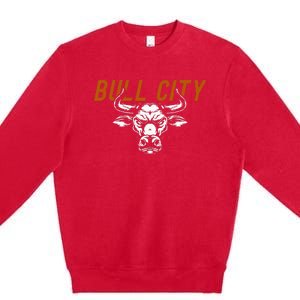 Bull City Durham Nc 919 North Carolina Bull Head Premium Crewneck Sweatshirt