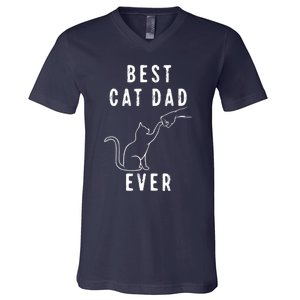 Best Cat Dad Ever Cat Daddy Paw Fist Bump Meow Cat V-Neck T-Shirt