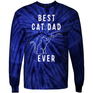 Best Cat Dad Ever Cat Daddy Paw Fist Bump Meow Cat Tie-Dye Long Sleeve Shirt