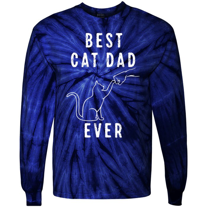 Best Cat Dad Ever Cat Daddy Paw Fist Bump Meow Cat Tie-Dye Long Sleeve Shirt