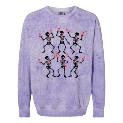 Breast Cancer Dancing Skeleton Pin.K Ribbon Halloween 2024 Colorblast Crewneck Sweatshirt