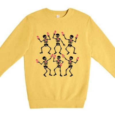 Breast Cancer Dancing Skeleton Pin.K Ribbon Halloween 2024 Premium Crewneck Sweatshirt