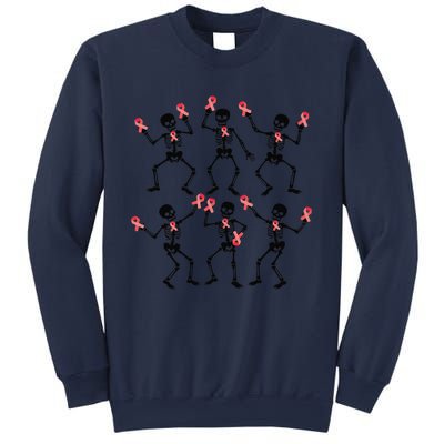 Breast Cancer Dancing Skeleton Pin.K Ribbon Halloween 2024 Sweatshirt