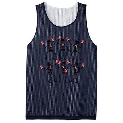 Breast Cancer Dancing Skeleton Pin.K Ribbon Halloween 2024 Mesh Reversible Basketball Jersey Tank