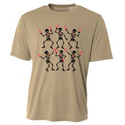 Breast Cancer Dancing Skeleton Pin.K Ribbon Halloween 2024 Cooling Performance Crew T-Shirt