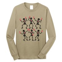 Breast Cancer Dancing Skeleton Pin.K Ribbon Halloween 2024 Long Sleeve Shirt